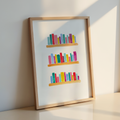 Just One More Shelf | Minimalist, Colourful Bookish Print