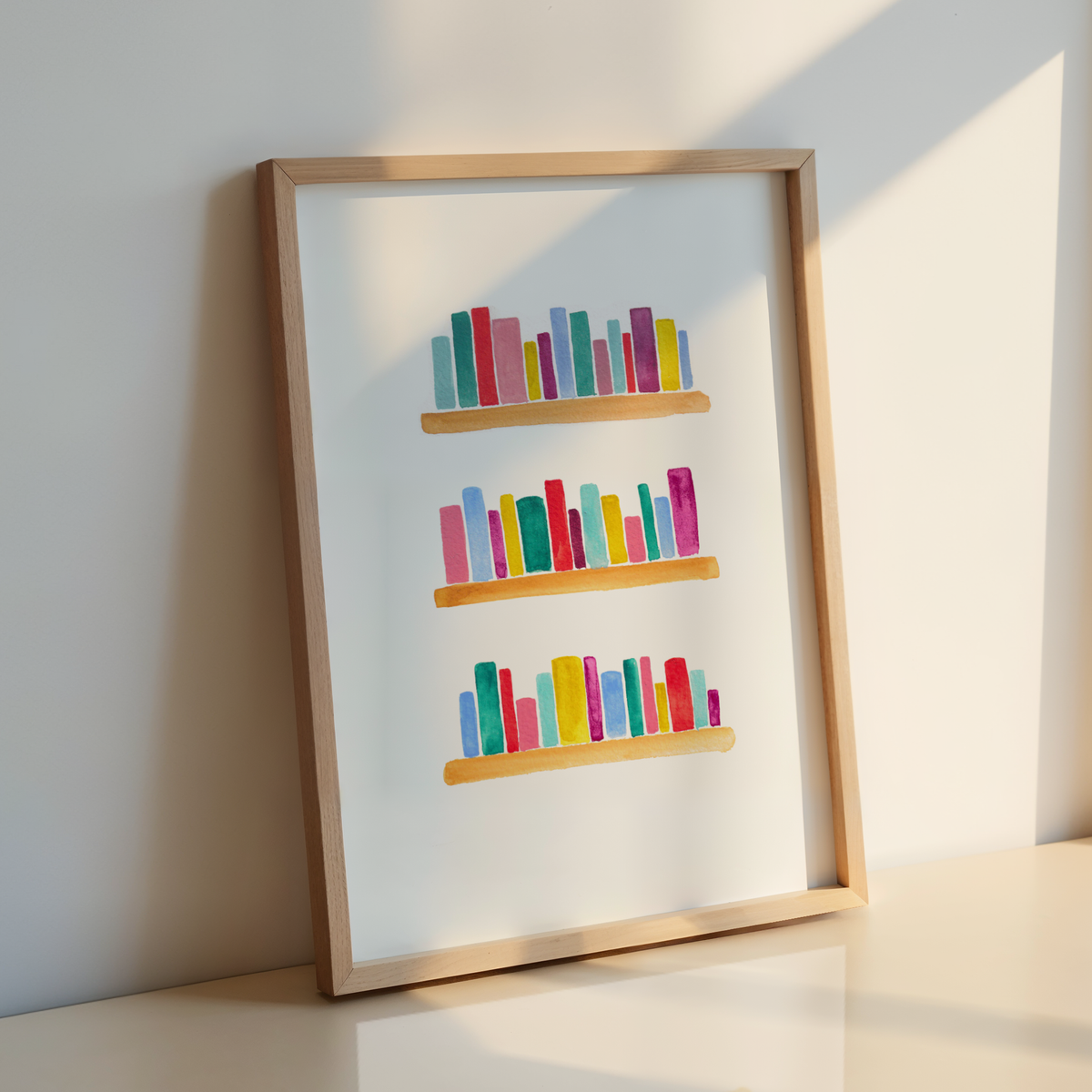 Just One More Shelf | Minimalist, Colourful Bookish Print