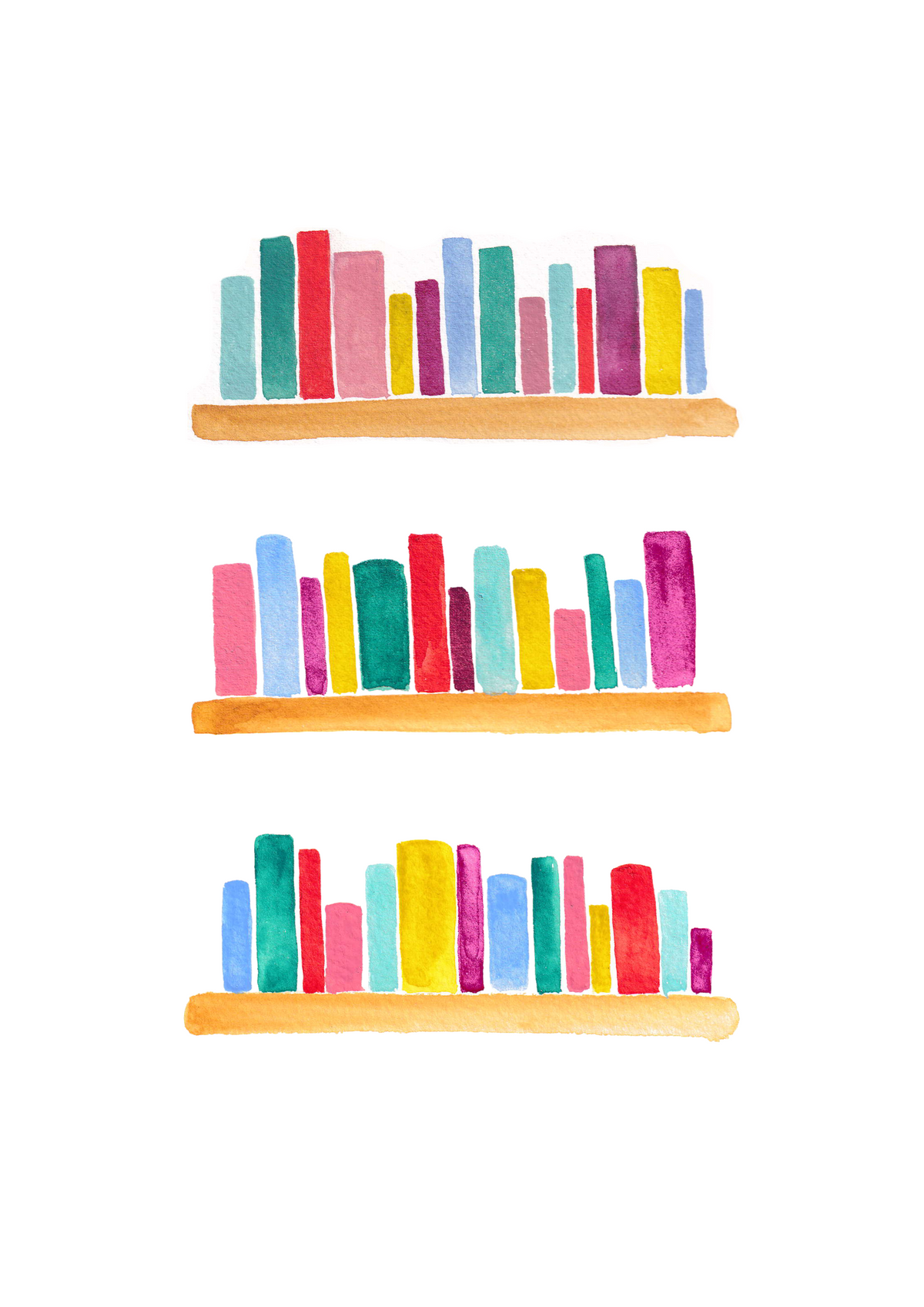 Just One More Shelf | Minimalist, Colourful Bookish Print