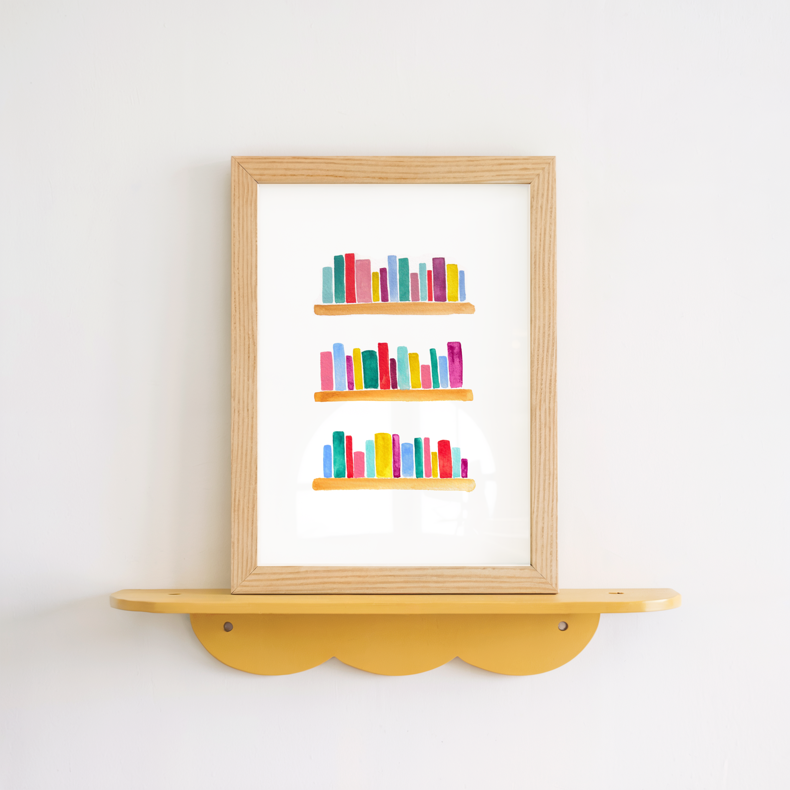 Just One More Shelf | Minimalist, Colourful Bookish Print